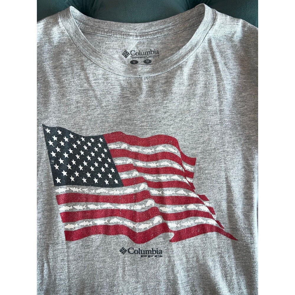 Columbia PFG Men’s American Flag Short Sleeve Shirt Size Medium